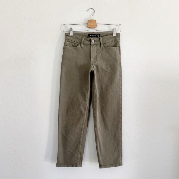 Athleta Flex Olive Green Straight Cropped Jeans Size 2 Petite - Picture 2 of 10